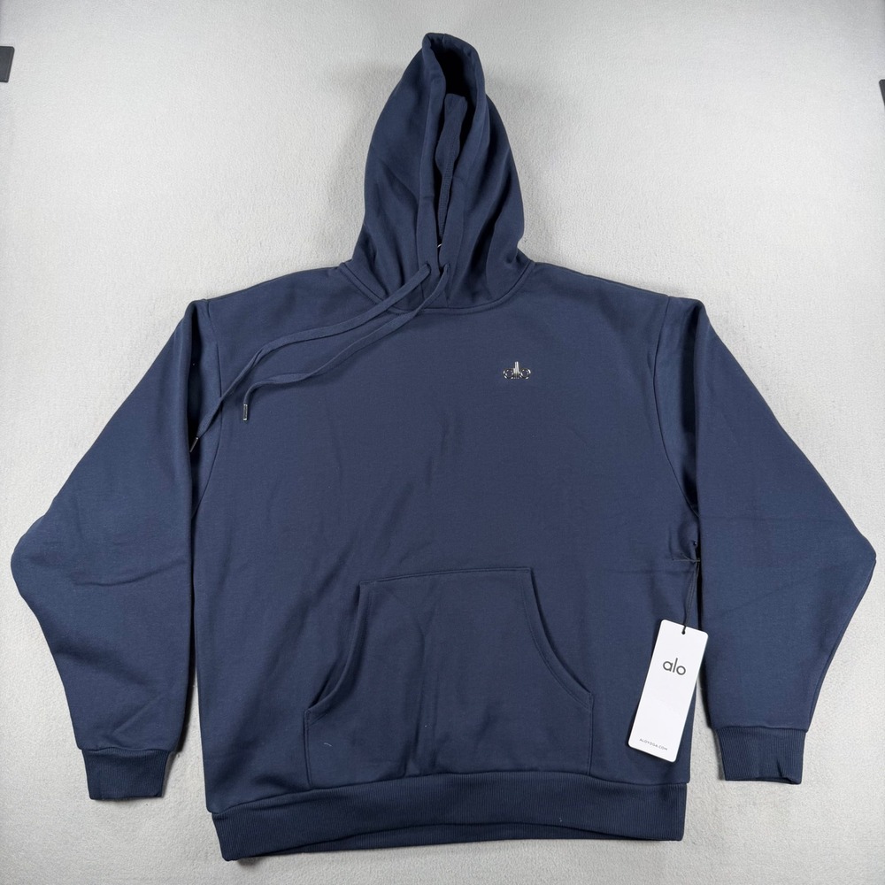 Alo Yoga Renown Heavyweight Hoodie Navy Blue Mens Large NWT Pullover Sweatshirt